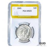 1945 Walking Liberty Half Dollar PGA MS65