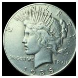1935 Silver Peace Dollar NEARLY UNCIRCULATED