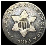 1853 Silver Three-Cent Piece LIGHTLY CIRCULATED