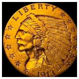1913 Indian Head Gold $2.50 Quarter Eagle CLOSELY