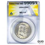 1954-S Franklin Half Dollar ANACS MS64