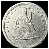 1857 Silver Seated Liberty Quarter CLOSELY UNCIRCU