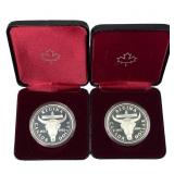 [2] 1982 Canada Silver Dollars w/Box .375oz Silver