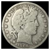 1906-S Silver Half Dollar (Barber) NICELY CIRCULAT