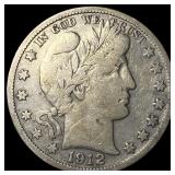 1912-S Silver Barber Half Dollar NICELY CIRCULATED