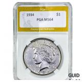 1934 Silver Peace Dollar PGA MS64