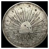 1878-Zs J.S. Silver 8 Reales Mexico NEARLY UNCIRCU