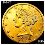 1892-CC $5 Gold Half Eagle UNCIRCULATED