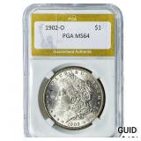 1902-O Morgan Silver Dollar PGA MS64