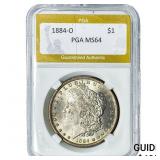 1884-O Morgan Silver Dollar PGA MS64