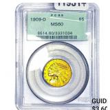 1909-D $5 Gold Half Eagle PCGS MS60