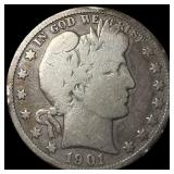 1901-O Silver Barber Half Dollar NICELY CIRCULATED
