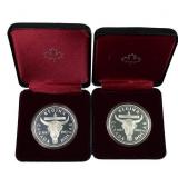 [2] 1982 Canada Silver Dollars w/Box .375oz Silver