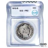 1912-S Barber Half Dollar ICG FR2