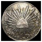 1863-Mo Mexico Silver 8 Reales NEARLY UNCIRCULATED