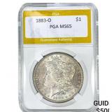 1883-O Morgan Silver Dollar PGA MS65