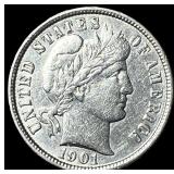 1901 Barber Dime CHOICE AU