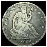 1866 Seated Liberty Half Dollar LIGHTLY CIRCULATED