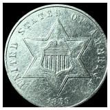 1859 Silver Three-Cent Piece CLOSELY UNCIRCULATED