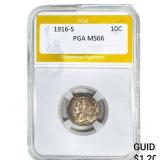 1916-S Mercury Silver Dime PGA MS66