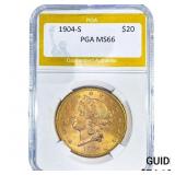 1904-S $20 Gold Double Eagle PGA MS66