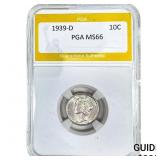 1939-D Mercury Silver Dime PGA MS66