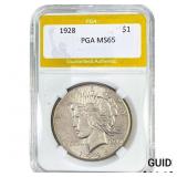 1928 Silver Peace Dollar PGA MS65