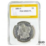 1881-S Morgan Silver Dollar PGA MS65 PL