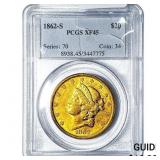 1862-S $20 Gold Double Eagle PCGS XF45