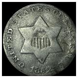 1852 Silver Three-Cent Piece NEARLY UNCIRCULATED