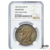 1869 Belgium Silver 5 Francs NGC AU Details