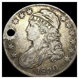 1830 Silver Capped Bust Half Dollar  (holed)NEARL