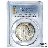 1907 Great Britain Silver Half Crown PCGS AU55