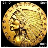 1911-D Strong $2.50 Gold Quarter Eagle UNC