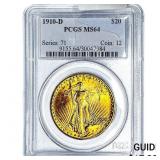 1910-D $20 Gold Double Eagle PCGS MS64