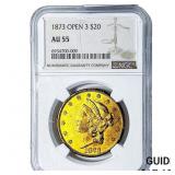 1873 $20 Gold Double Eagle NGC AU55 Open 3
