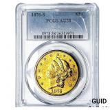 1876-S $20 Gold Double Eagle PCGS AU58