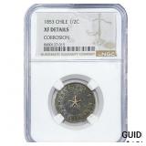 1853 Chile Copper 1/2 Centavo NGC XF Details