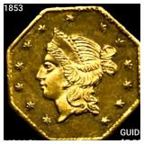 1853 Octagonal California Gold Qtr CHOICE BU PL