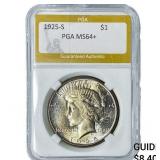 1925-S Silver Peace Dollar PGA MS64+