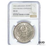 1953 S. Rhodesia Silver Crown NGC MS64
