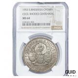1953 S. Rhodesia Silver Crown NGC MS64