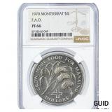 1970 Montserrat Silver F.A.O. 4 Dollars  NGC PF66