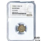 1928-SO Chile Silver 5 Centavos NGC AU Details
