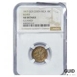 1917 Costa Rica Silver 10 Centavos NGC AU Details