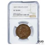 1897 Straits Settlements Copper 1 Cent NGC VF30 BN