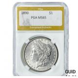1890 Morgan Silver Dollar PGA MS65