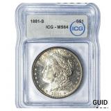 1881-S Morgan Silver Dollar ICG MS64
