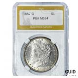 1887-O Morgan Silver Dollar PGA MS64