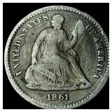 1861 Seated Liberty Half Dime LIGHTLY CIRCULATED